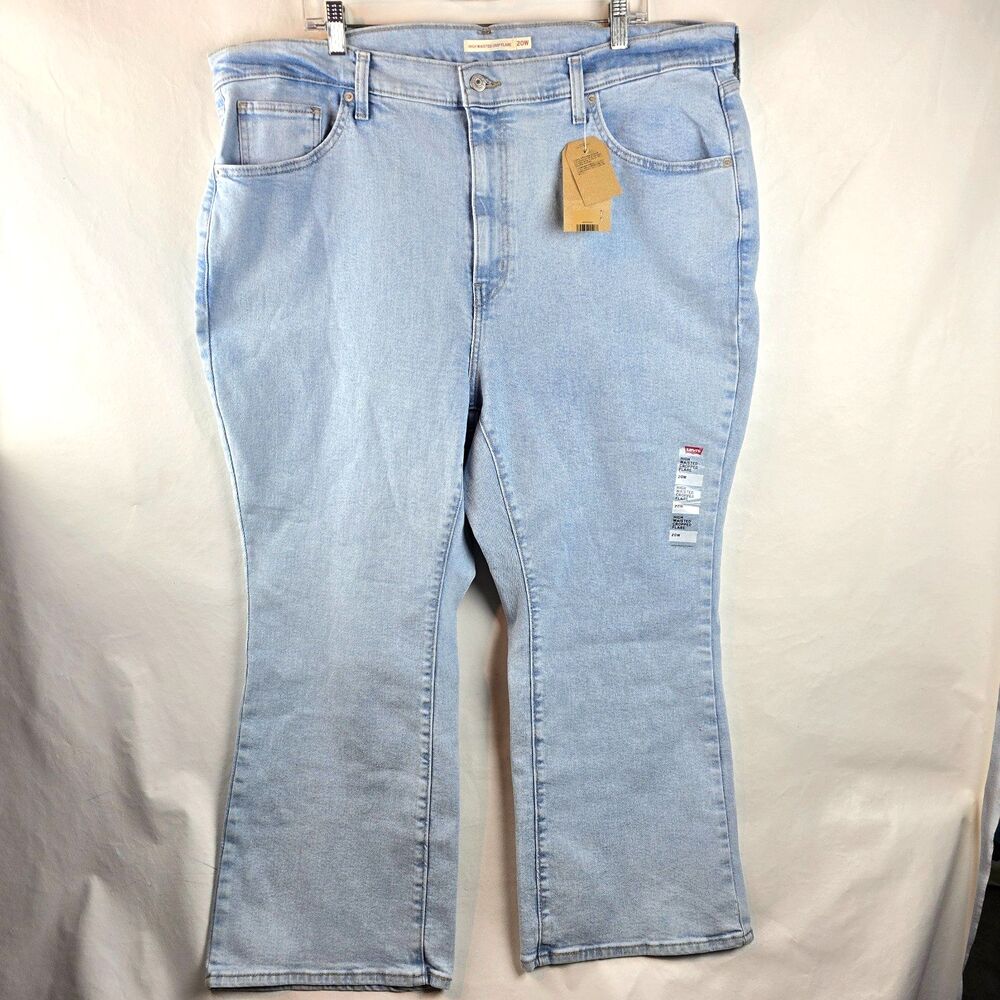 Levis Jeans Womens 20W Light Wash High Waisted Crop Flare Stretch Denim New